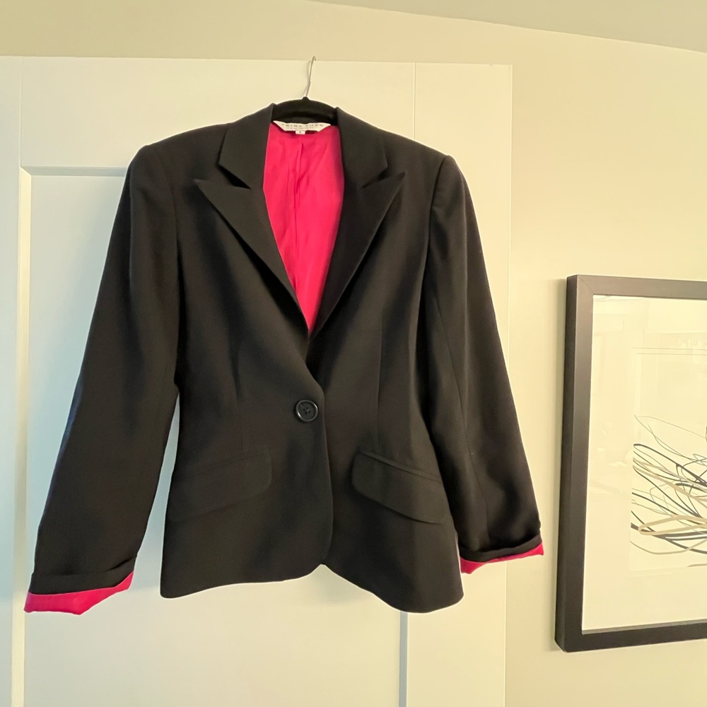 Trina Turk Black Blazer with Pink Lining